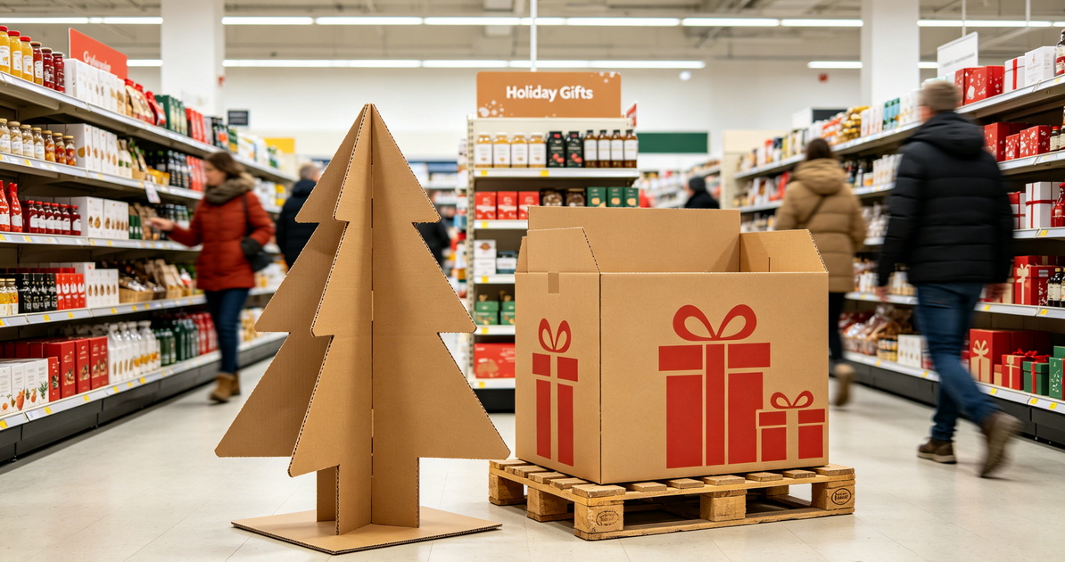 Expositores de cart&oacute;n para fiestas: c&oacute;mo dise&ntilde;ar expositores minoristas de cart&oacute;n corrugado eficaces para las ventas de temporada